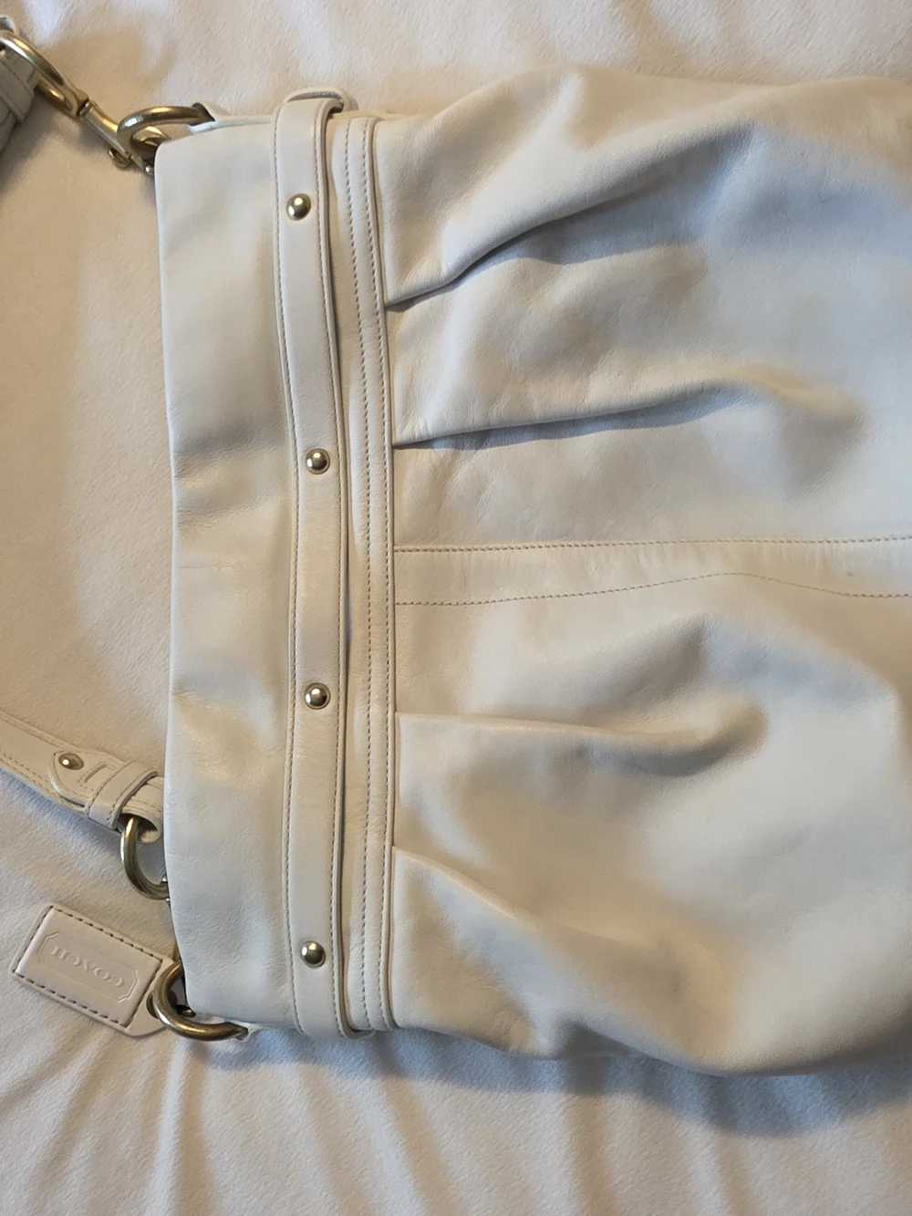 Coach White Leather Hobo with Gold Hardware